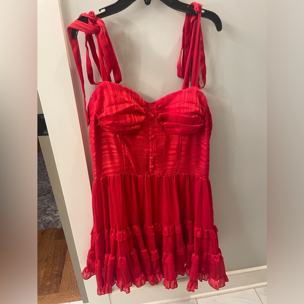 Red ruffled dress